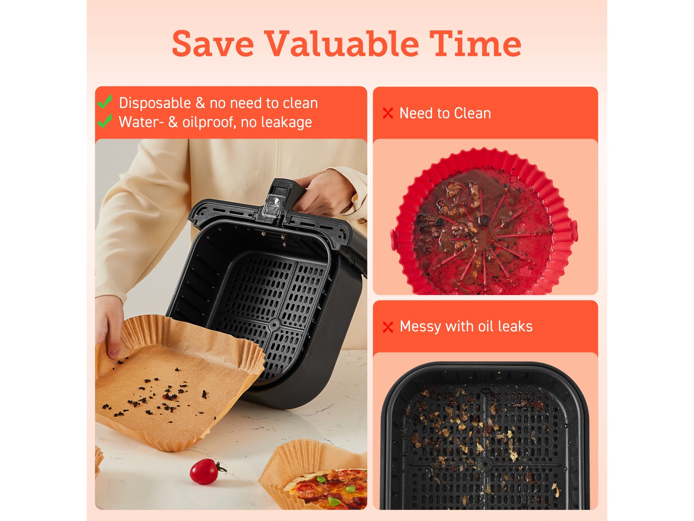 Bakepapir til Airfryer 4,5L (100 stk)