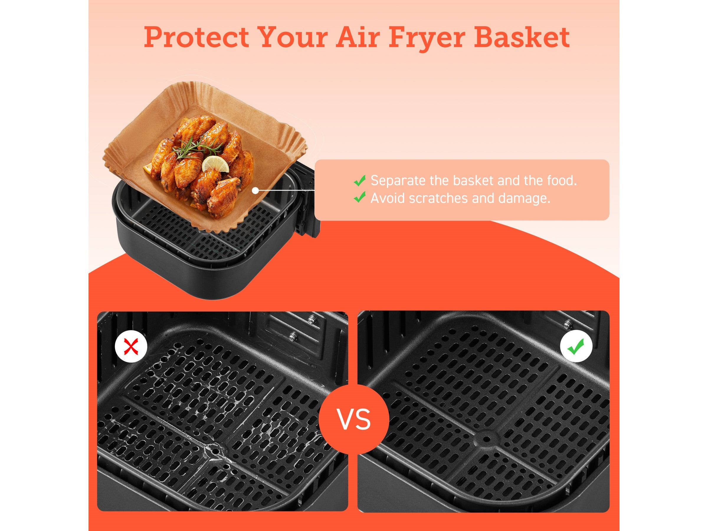 Bakepapir til Airfryer 4,5L (100 stk)
