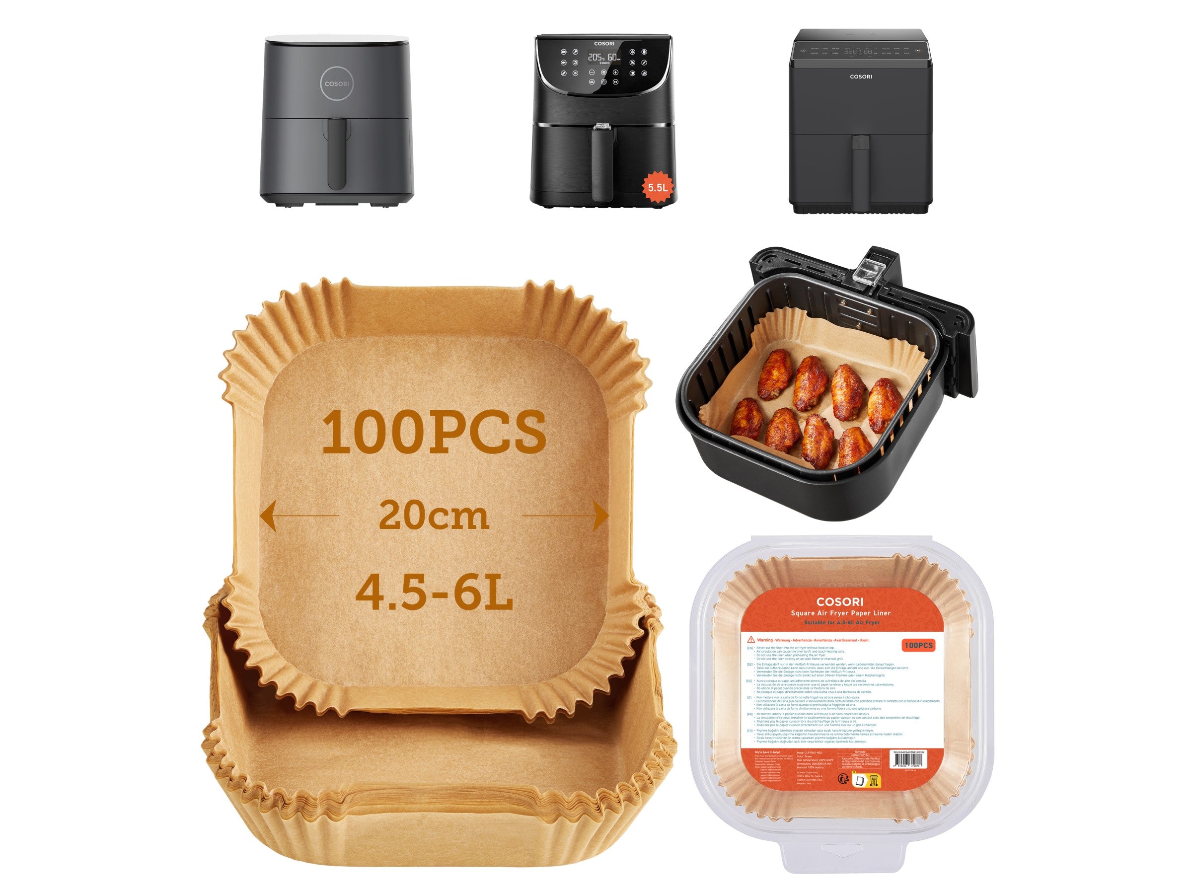 Bakepapir til Airfryer 4,5L (100 stk)