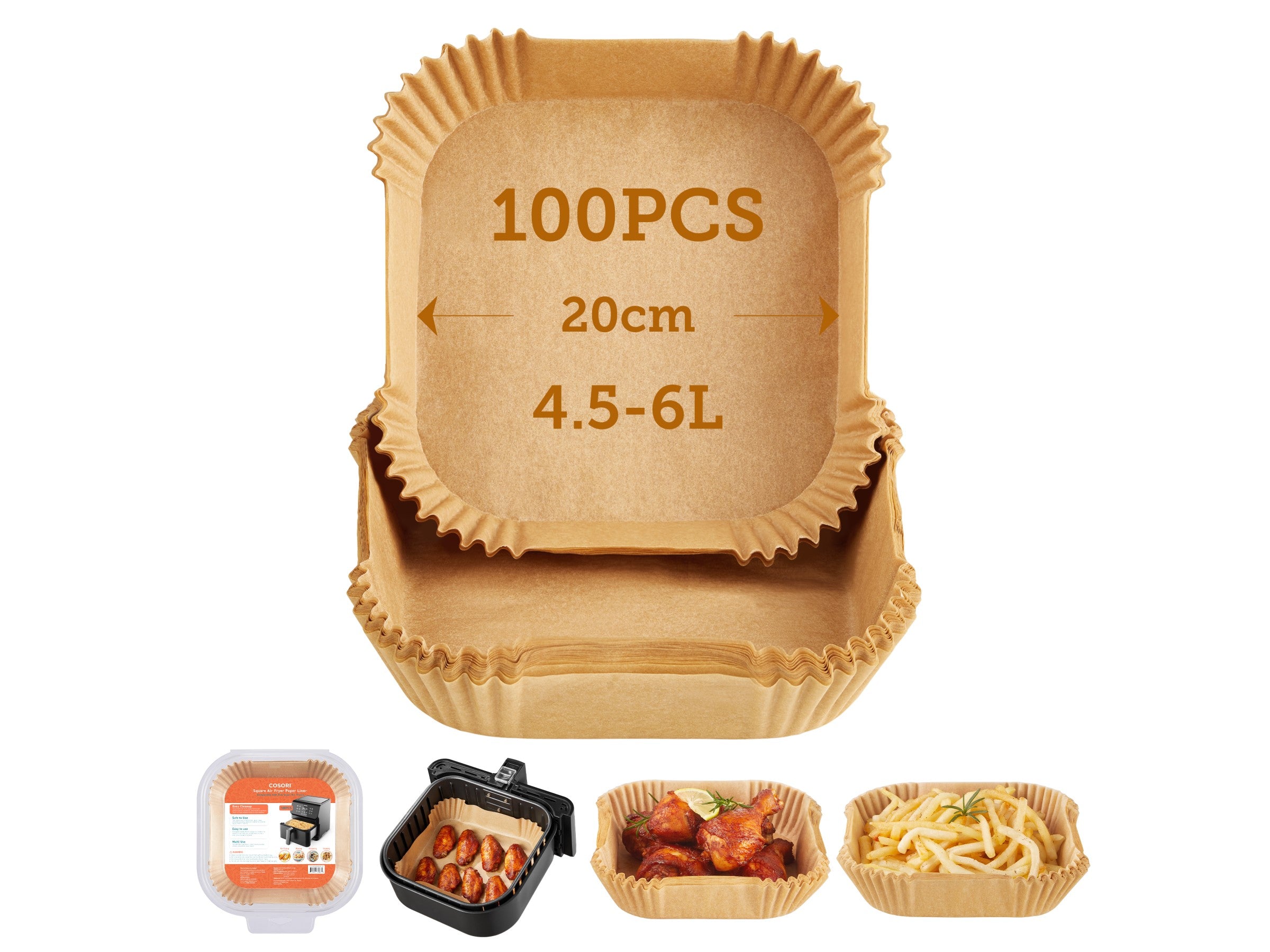 Bakepapir til Airfryer 4,5L (100 stk)